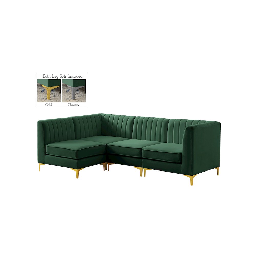 Alina Green Velvet Modular Sectional