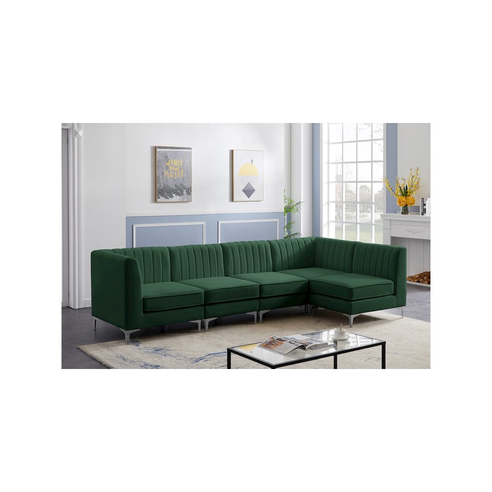 Alina Green Velvet Modular Sectional