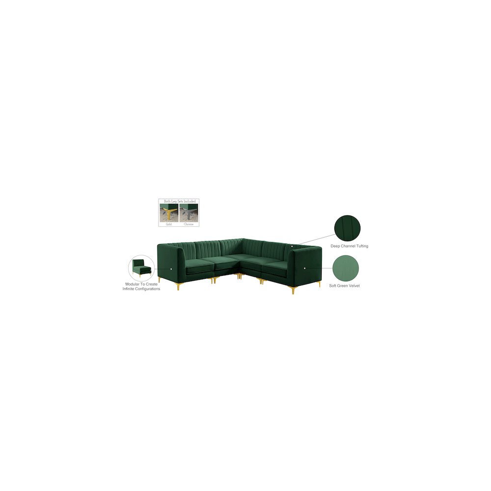 Alina Green Velvet Modular Sectional