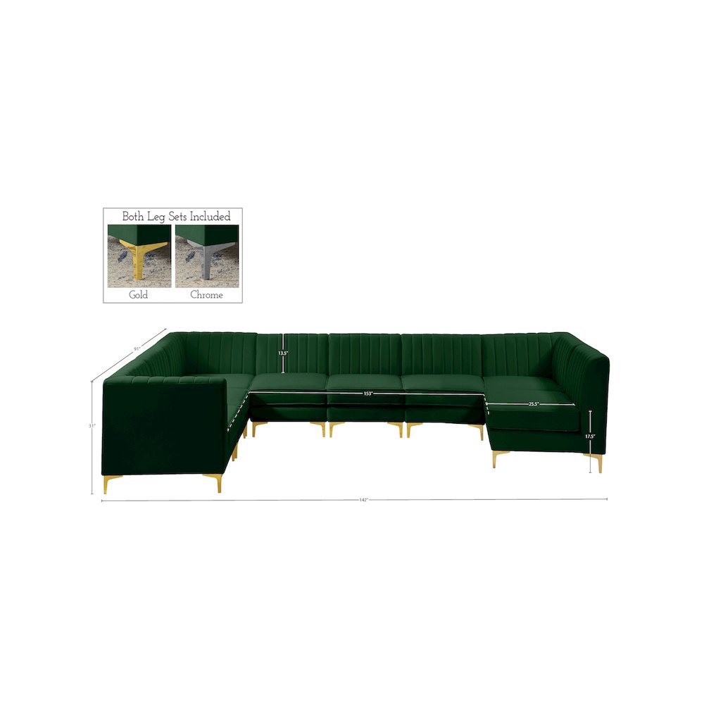 Alina Green Velvet Modular Sectional