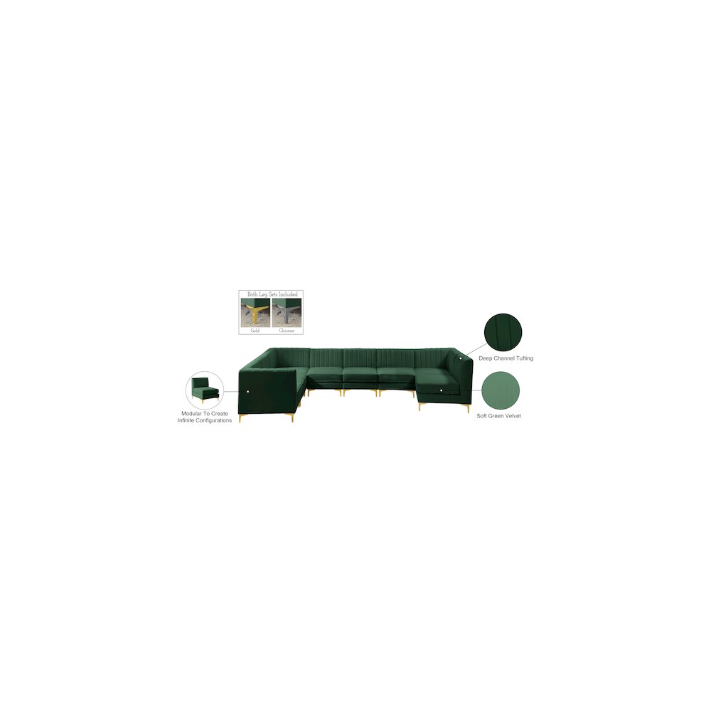 Alina Green Velvet Modular Sectional