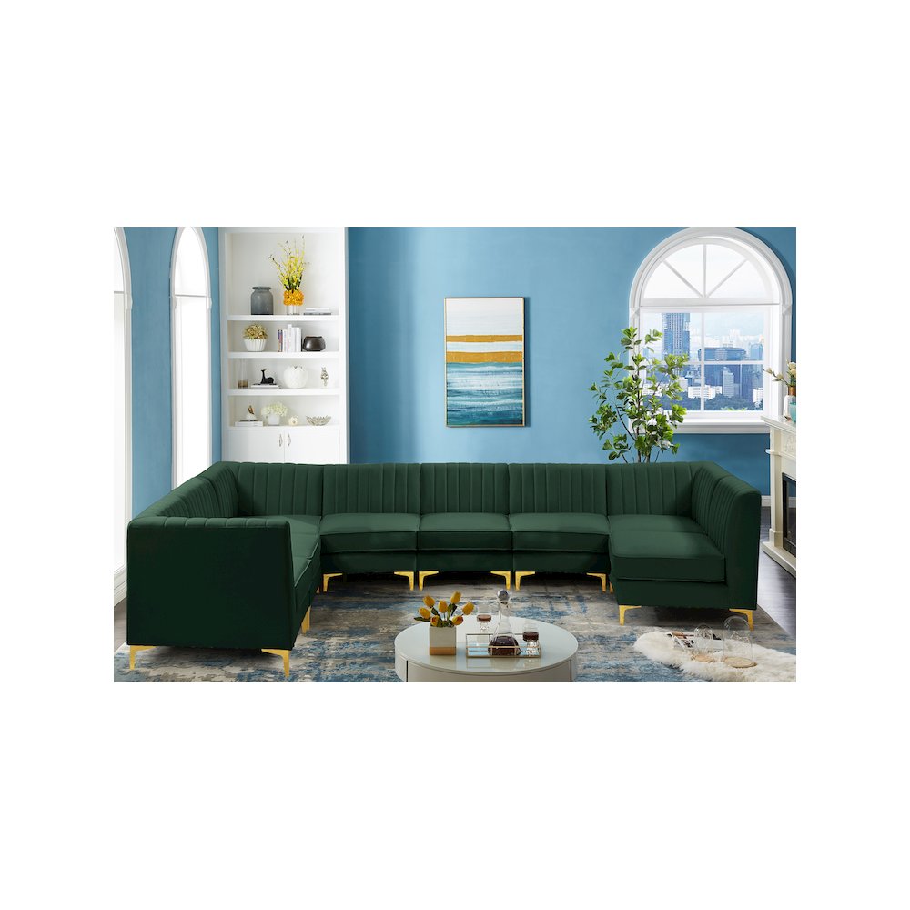 Alina Green Velvet Modular Sectional