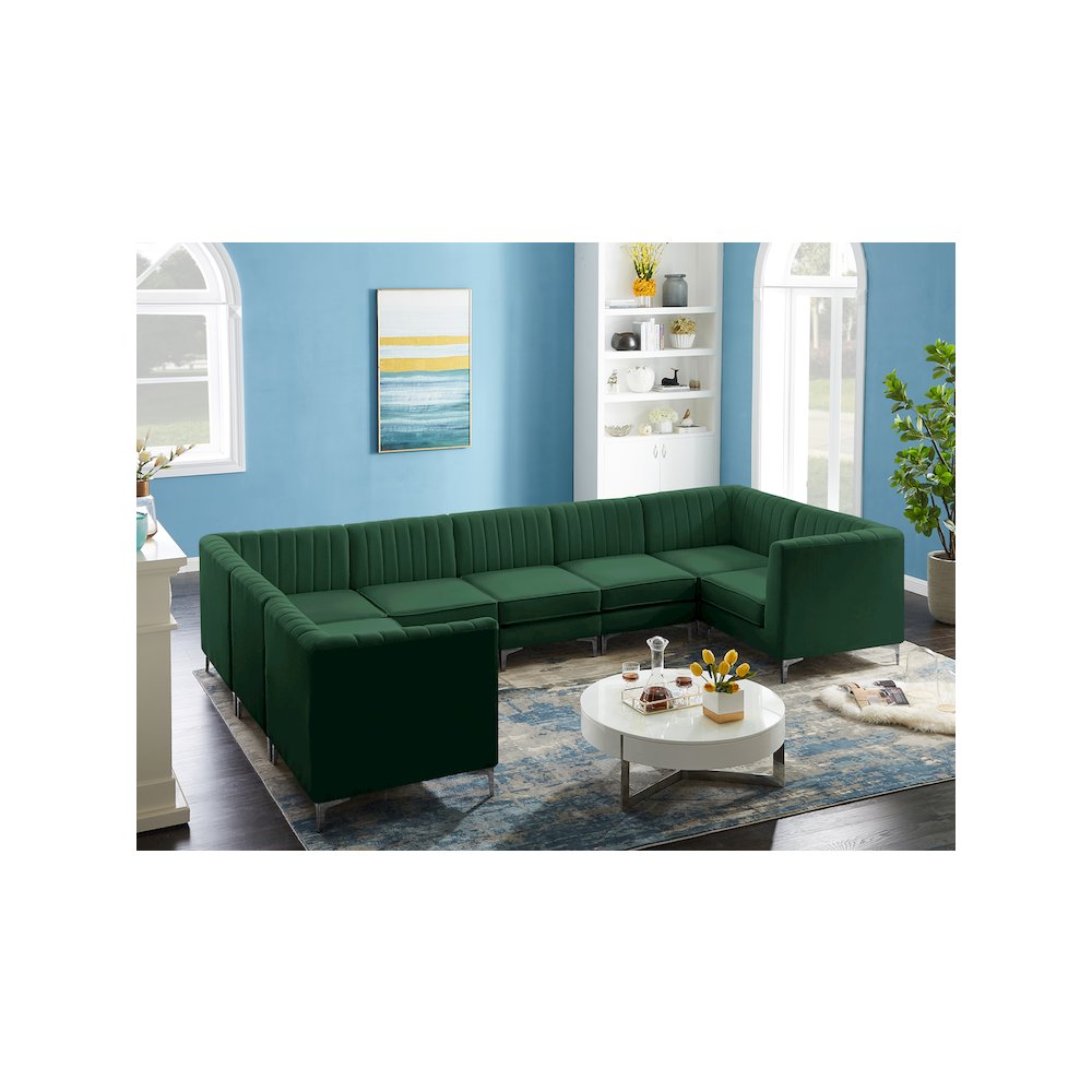 Alina Green Velvet Modular Sectional