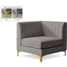 Alina Grey Velvet Corner Chair
