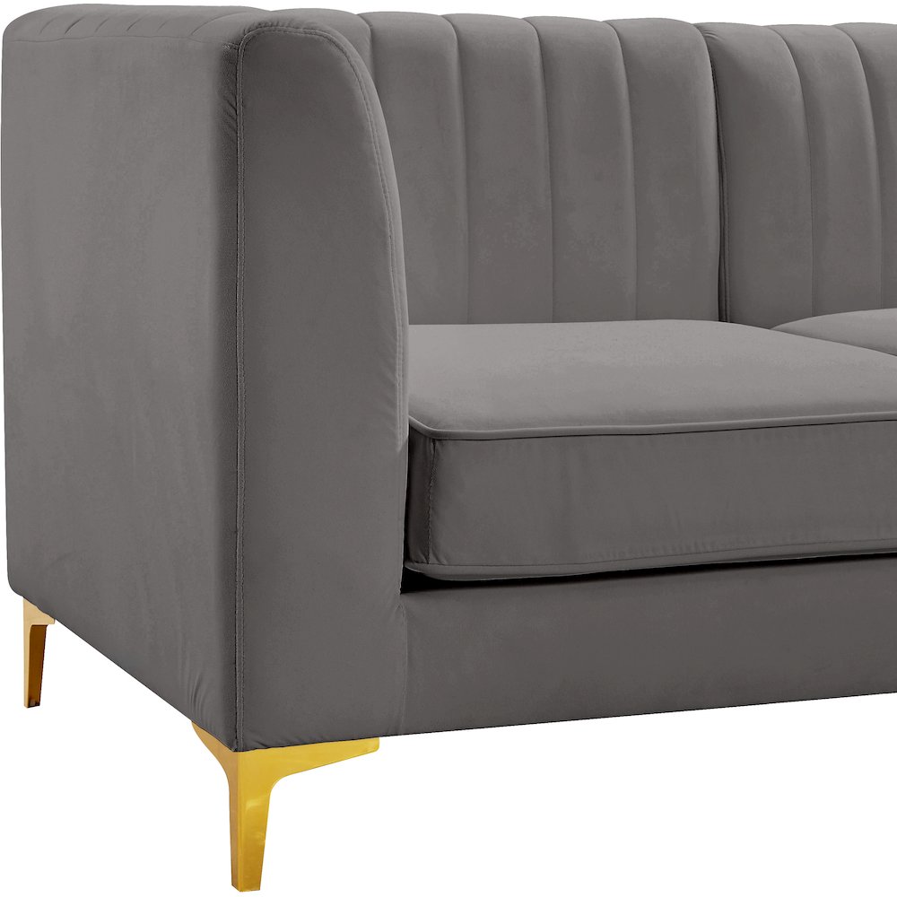 Alina Grey Velvet Corner Chair