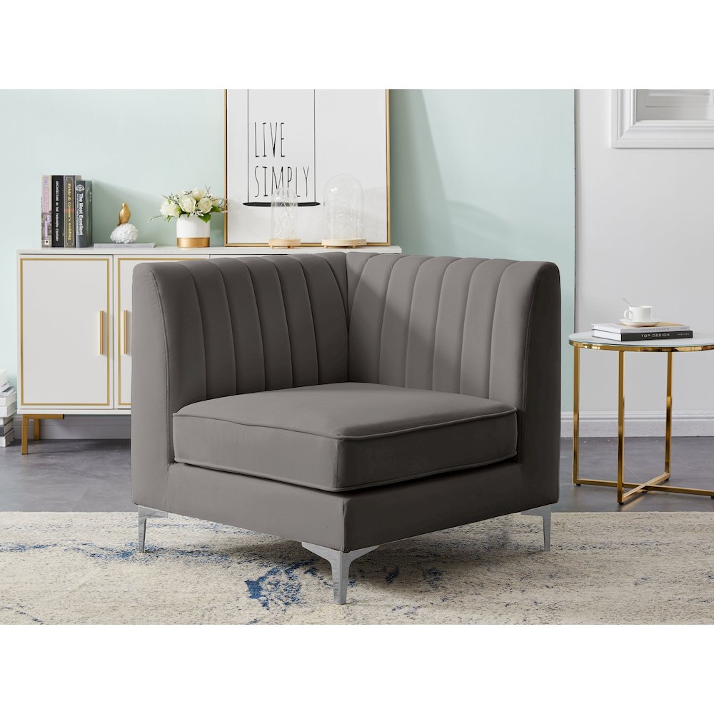 Alina Grey Velvet Corner Chair