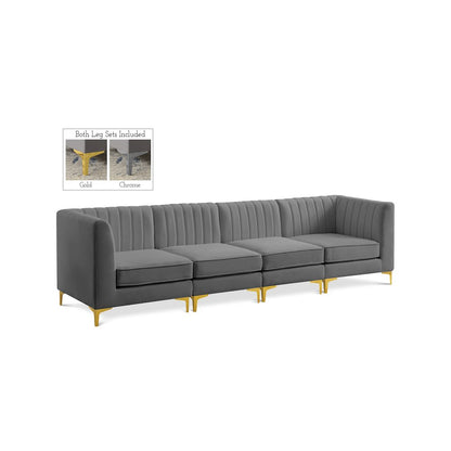 Alina Grey Velvet Modular Sofa