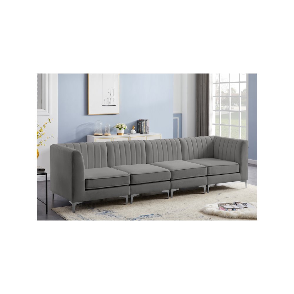 Alina Grey Velvet Modular Sofa