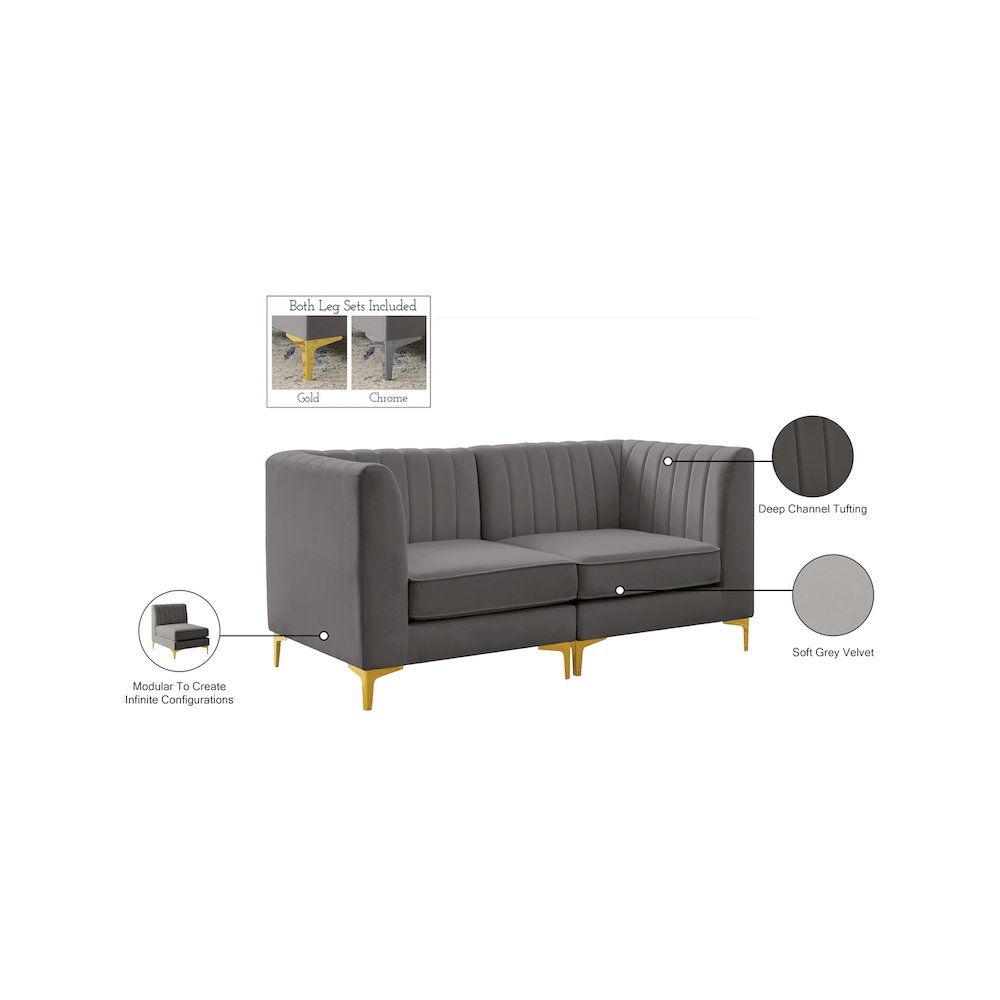 Alina Grey Velvet Modular Sofa