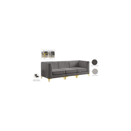 Alina Grey Velvet Modular Sofa