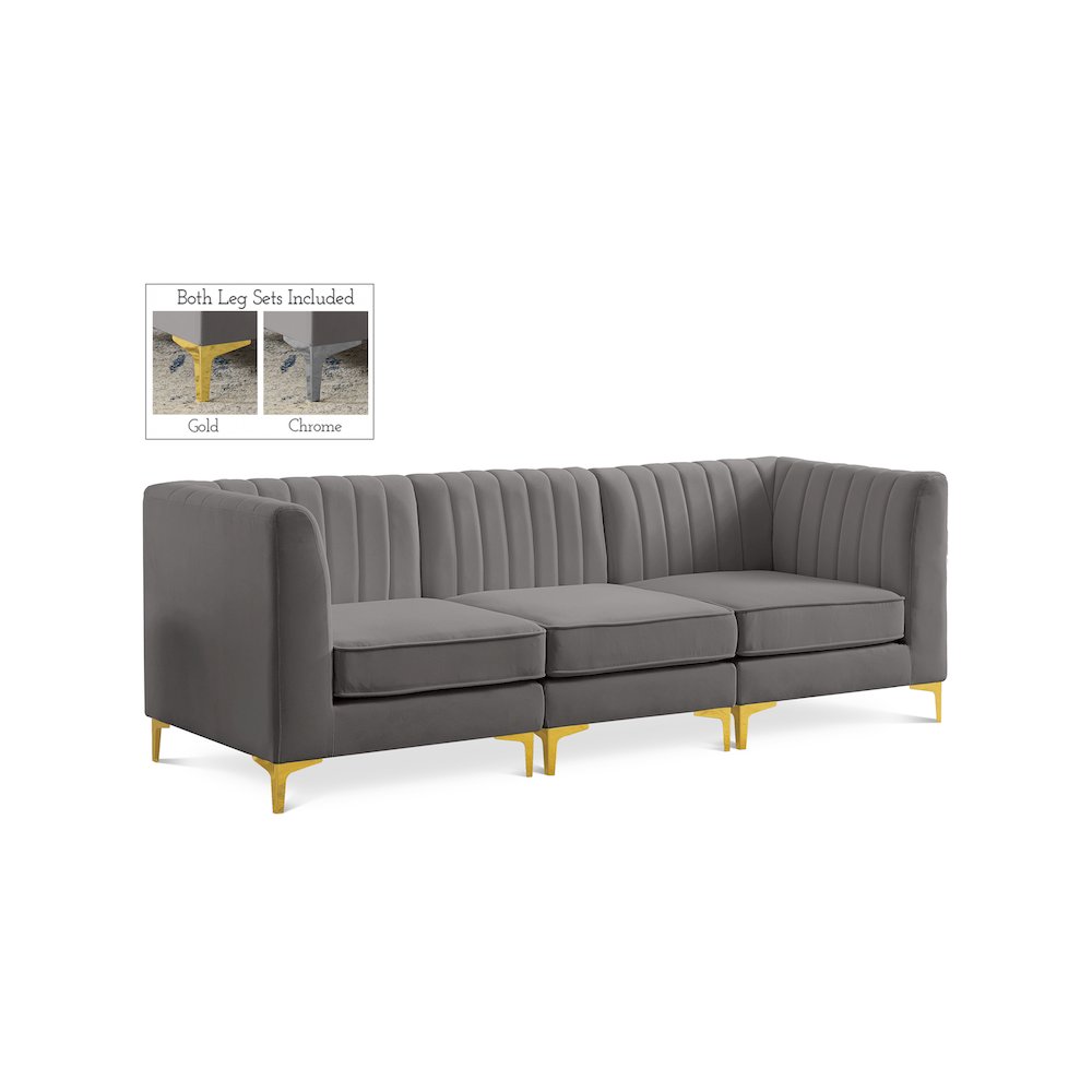 Alina Grey Velvet Modular Sofa