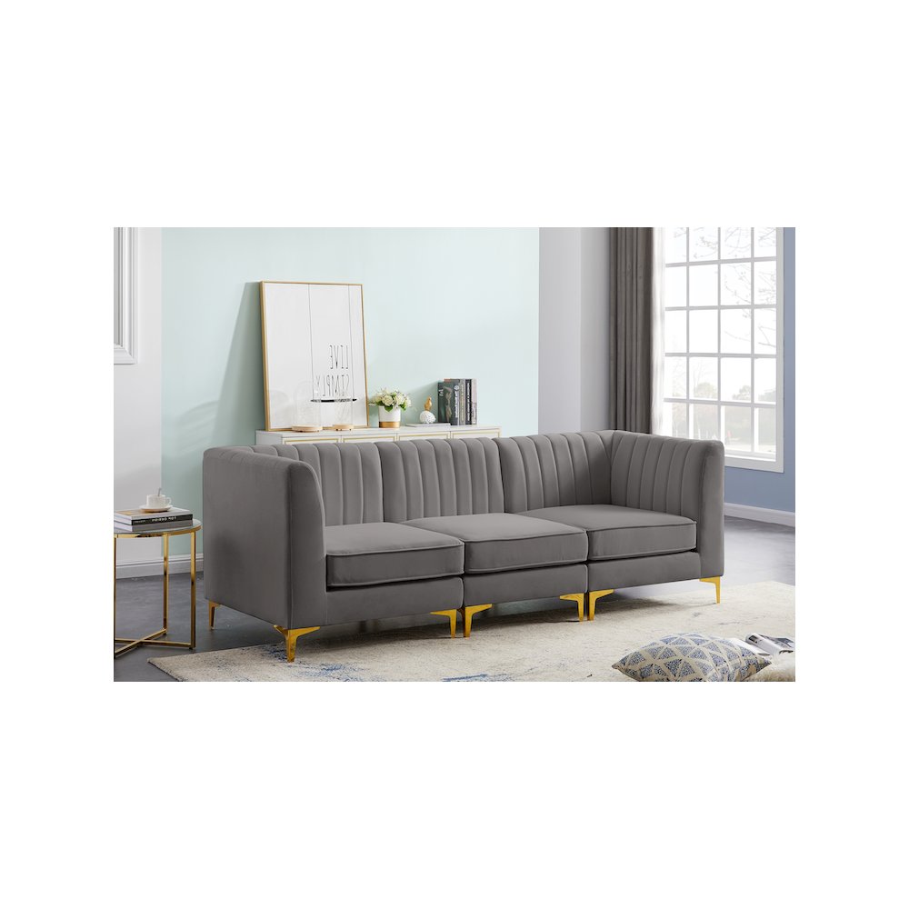 Alina Grey Velvet Modular Sofa