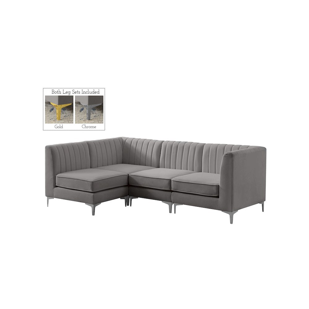 Alina Grey Velvet Modular Sectional