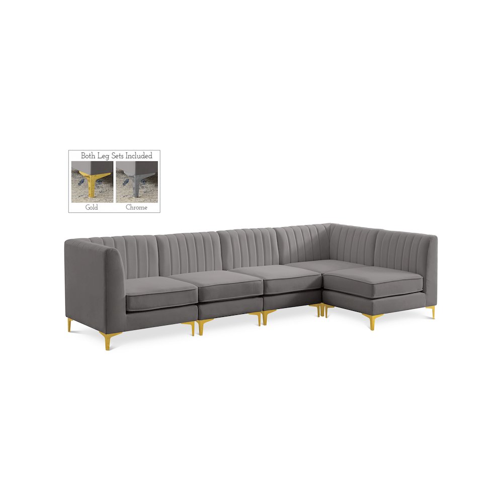 Alina Grey Velvet Modular Sectional