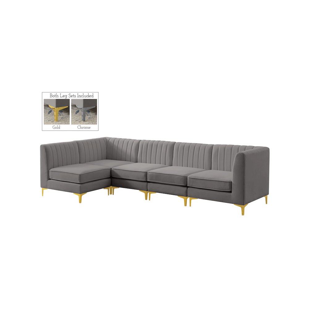Alina Grey Velvet Modular Sectional