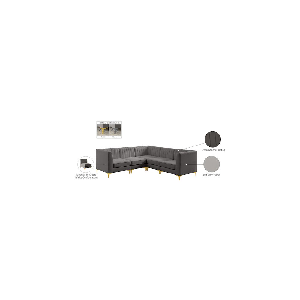 Alina Grey Velvet Modular Sectional