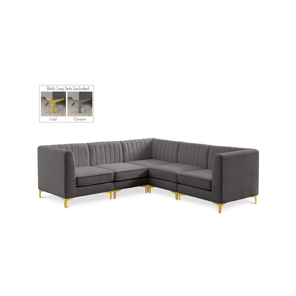 Alina Grey Velvet Modular Sectional