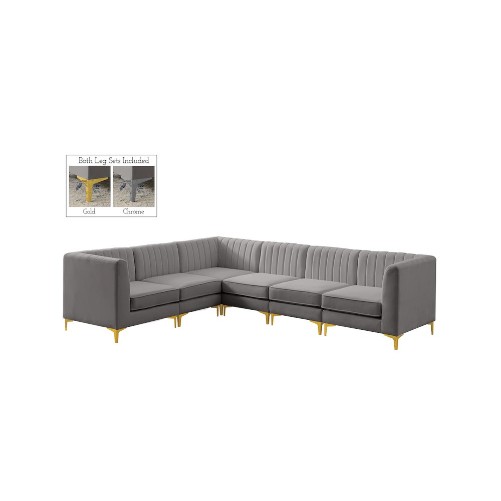 Alina Grey Velvet Modular Sectional