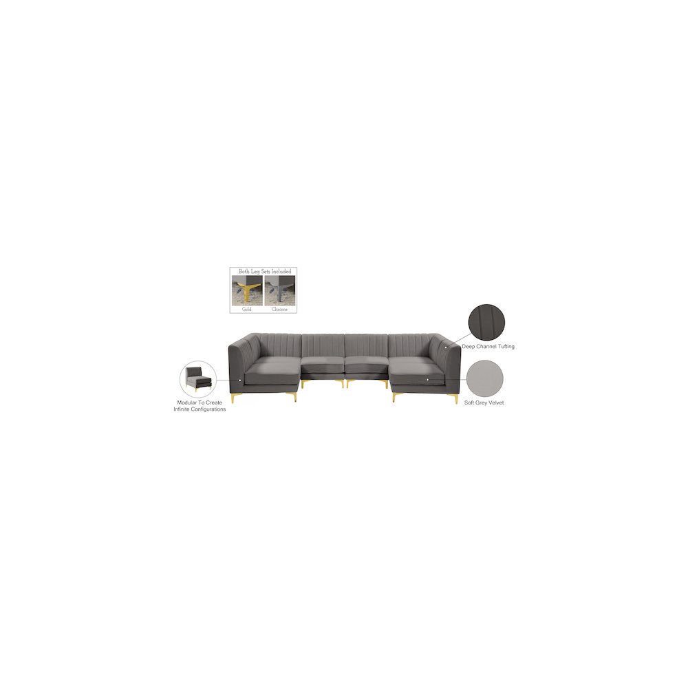 Alina Grey Velvet Modular Sectional