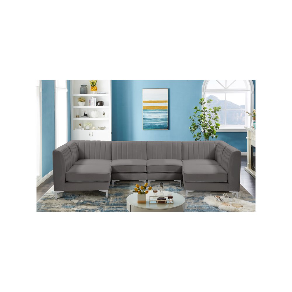 Alina Grey Velvet Modular Sectional