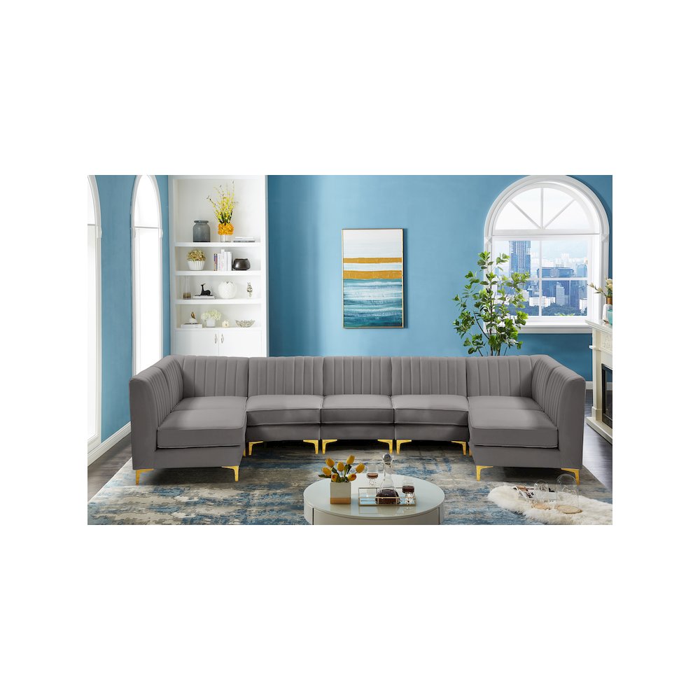 Alina Grey Velvet Modular Sectional