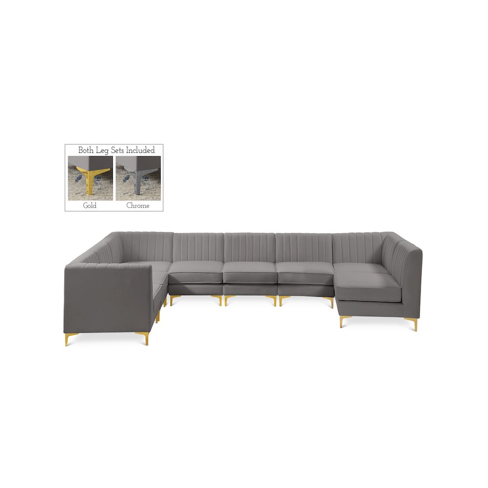 Alina Grey Velvet Modular Sectional