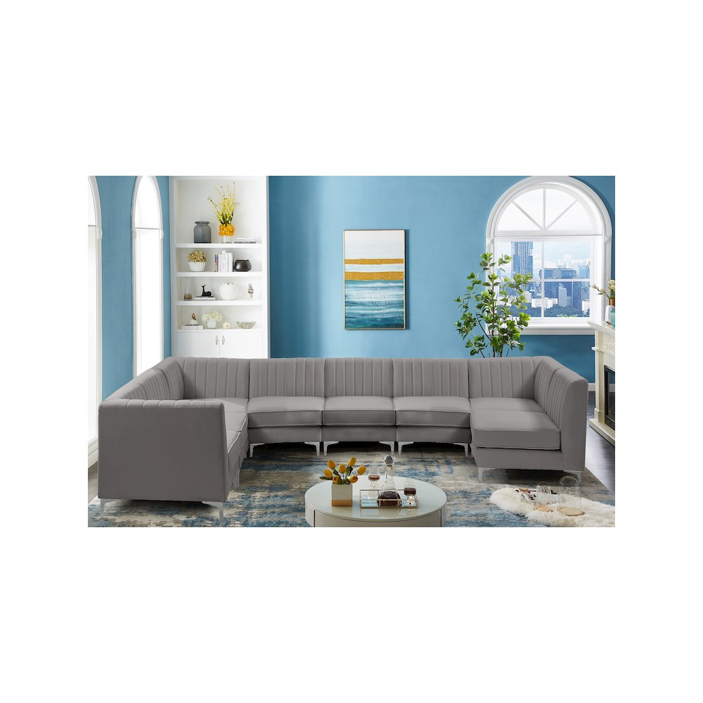 Alina Grey Velvet Modular Sectional