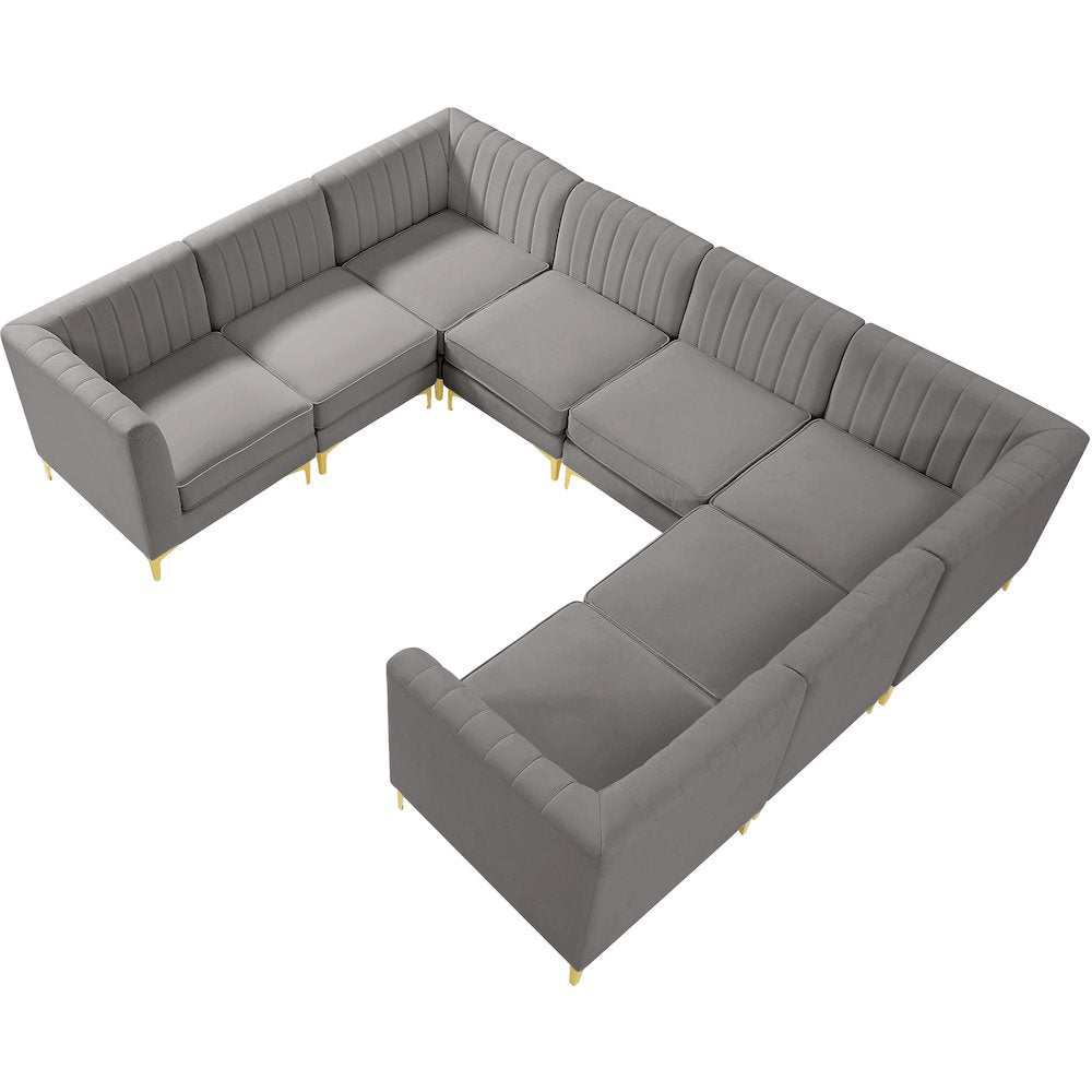 Alina Grey Velvet Modular Sectional