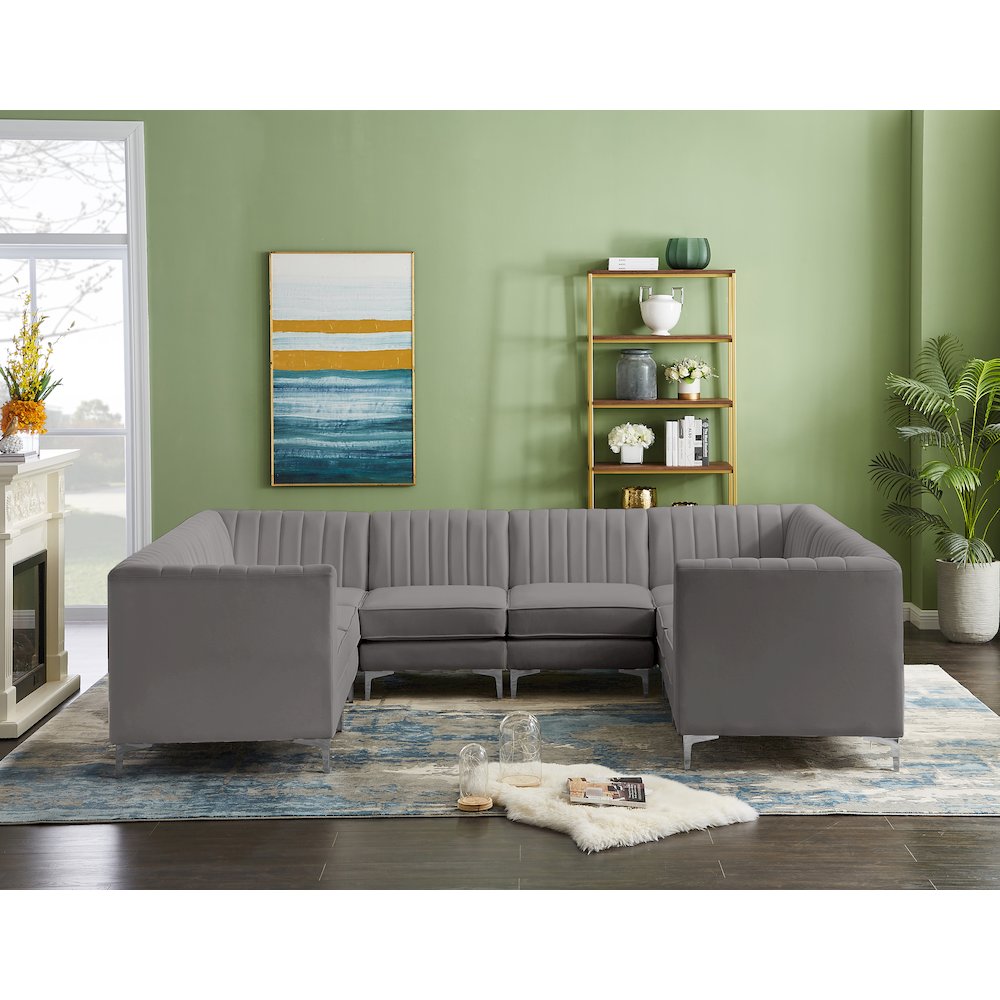 Alina Grey Velvet Modular Sectional
