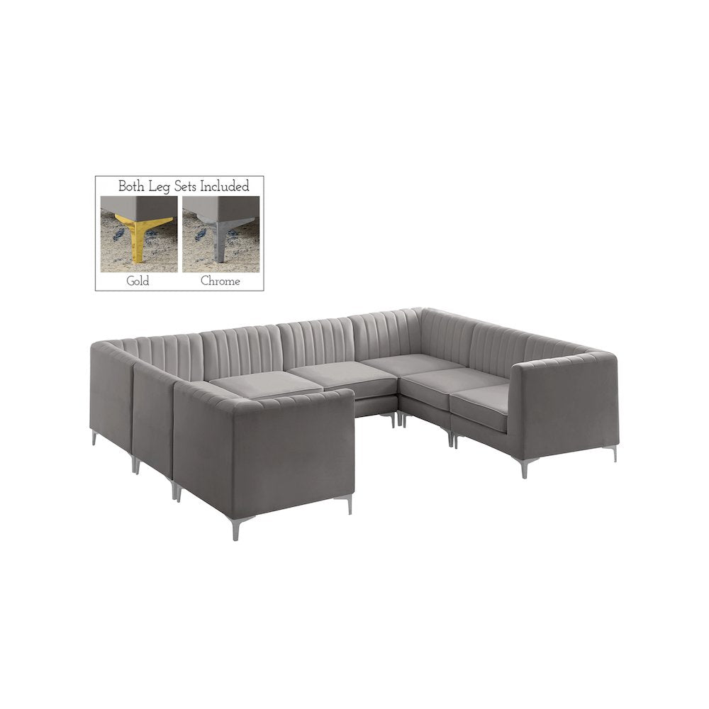 Alina Grey Velvet Modular Sectional