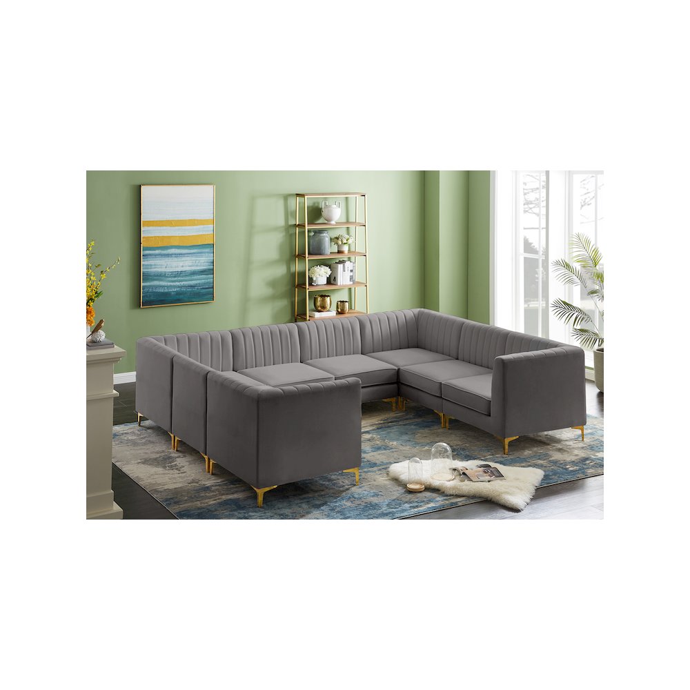 Alina Grey Velvet Modular Sectional