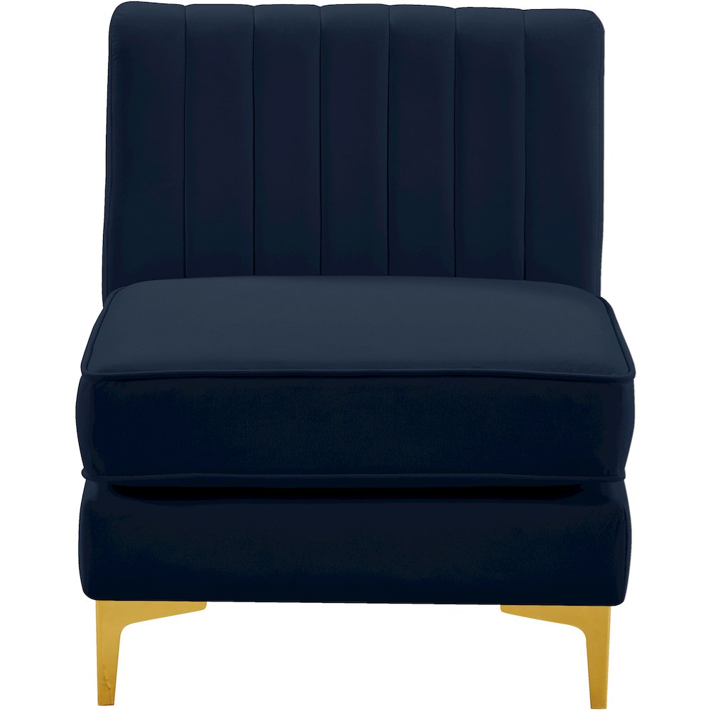 Alina Navy Velvet Armless Chair