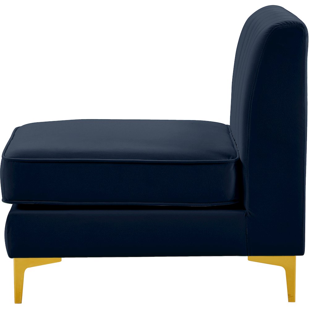 Alina Navy Velvet Armless Chair