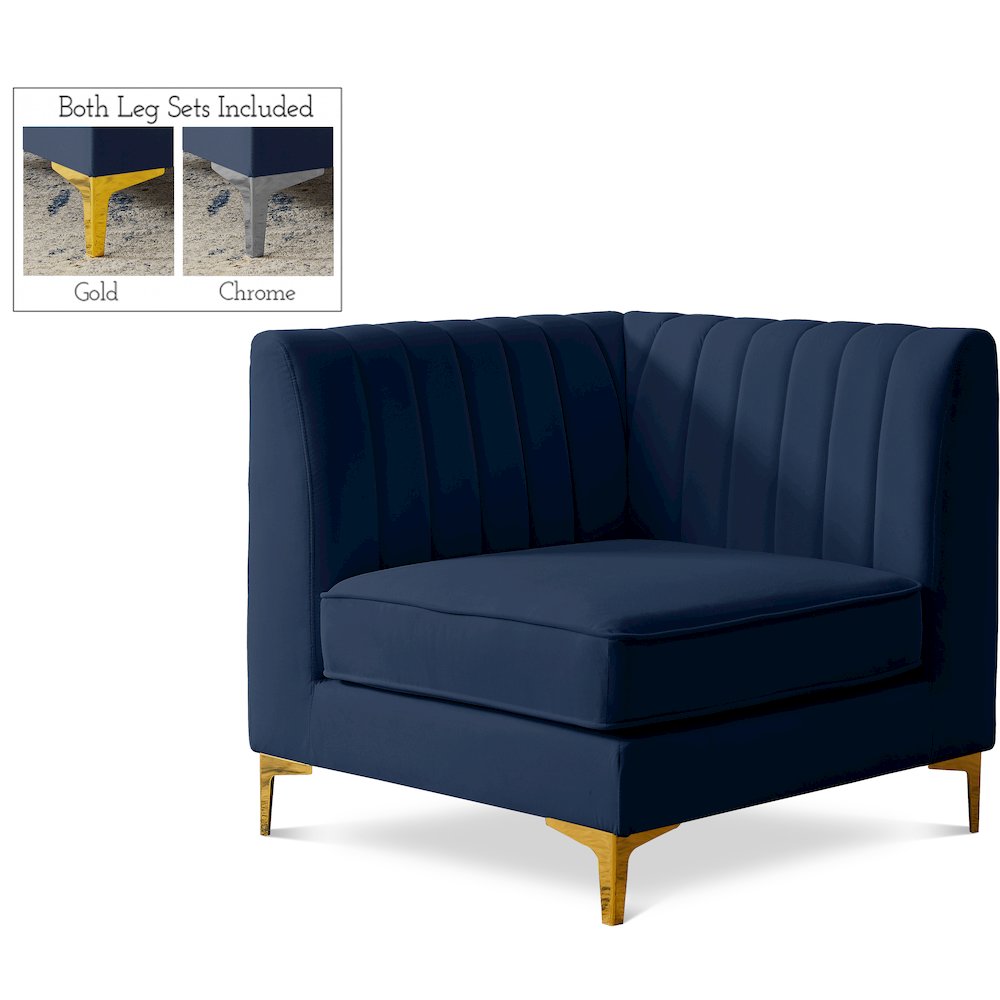 Alina Navy Velvet Corner Chair
