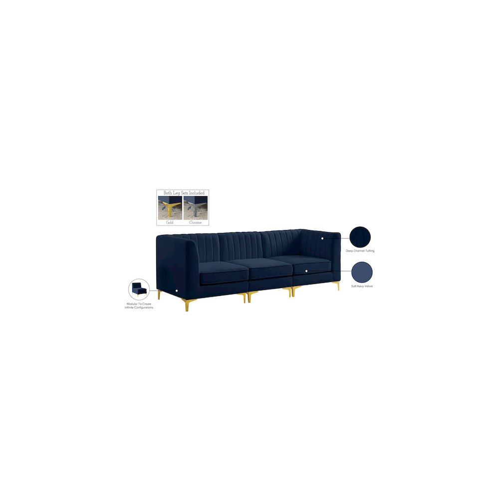 Alina Navy Velvet Modular Sofa