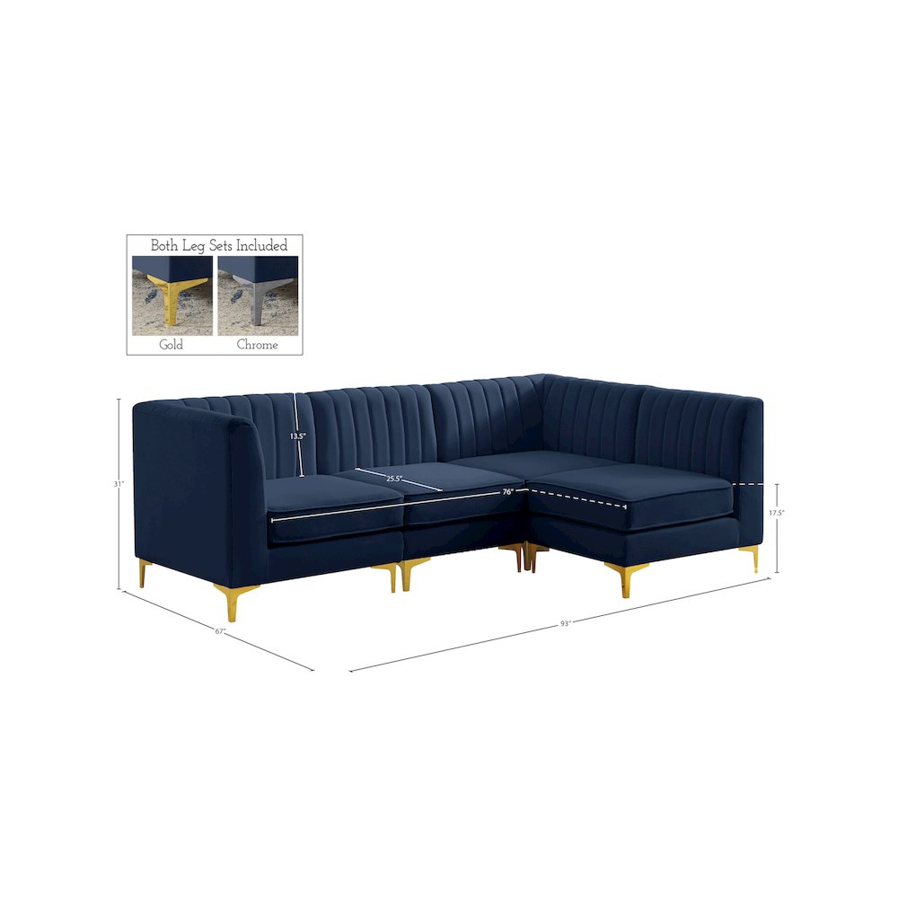 Alina Navy Velvet Modular Sectional