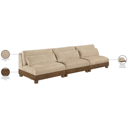 Turin 120" Beige Chenille Fabric Upholstered 3pc. Modular Sofa