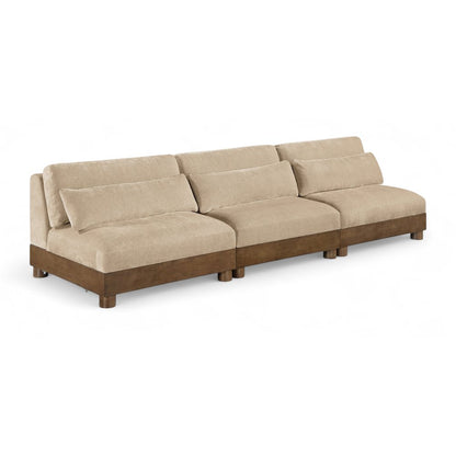 Turin 120" Beige Chenille Fabric Upholstered 3pc. Modular Sofa