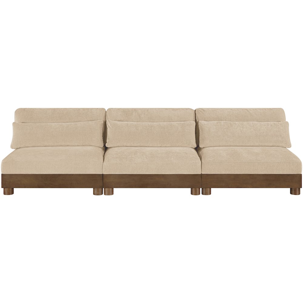 Turin 120" Beige Chenille Fabric Upholstered 3pc. Modular Sofa