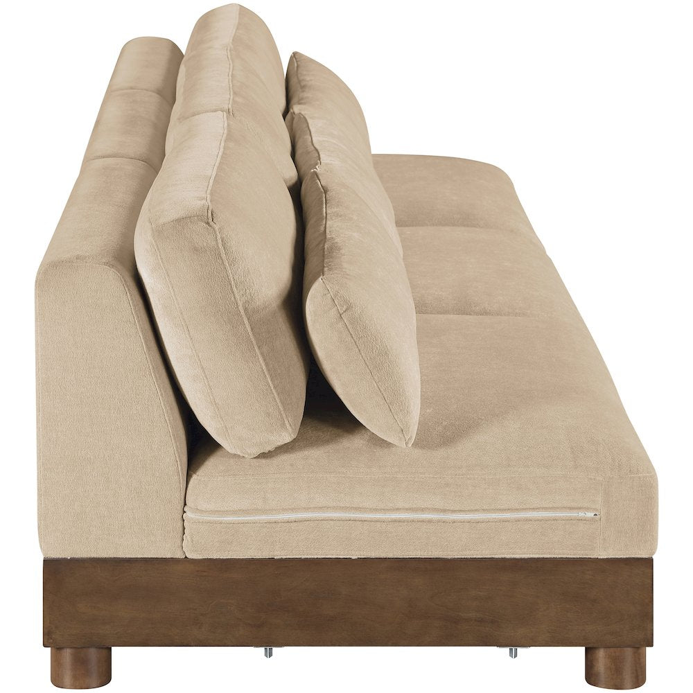 Turin 120" Beige Chenille Fabric Upholstered 3pc. Modular Sofa