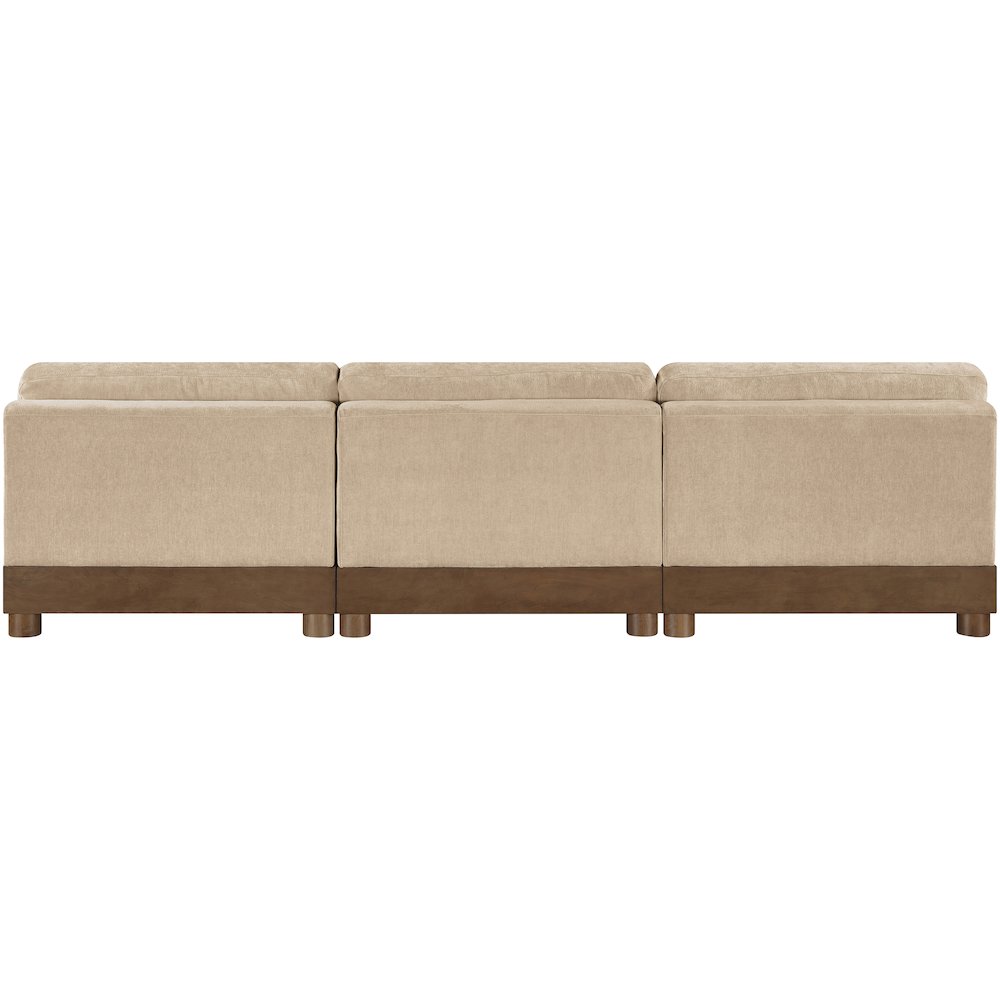 Turin 120" Beige Chenille Fabric Upholstered 3pc. Modular Sofa