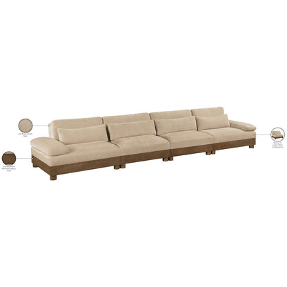 Turin 175.5" Beige Chenille Fabric Upholstered 4pc. Modular Sofa
