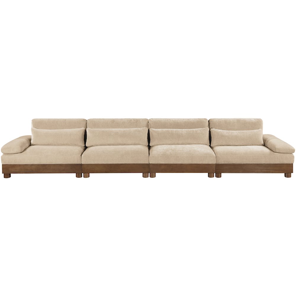 Turin 175.5" Beige Chenille Fabric Upholstered 4pc. Modular Sofa