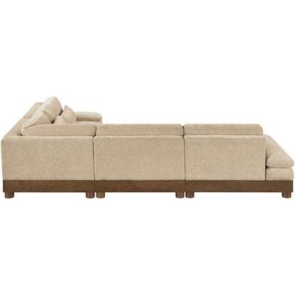 Turin 127.75" Beige Chenille Fabric Upholstered 4pc. Modular Sectional
