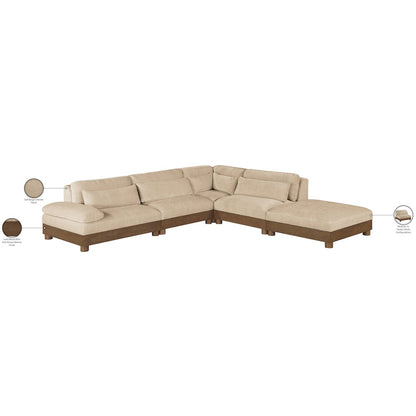 Turin 120" Beige Chenille Fabric Upholstered 5pc. Modular Sectional