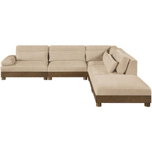 Turin 120" Beige Chenille Fabric Upholstered 5pc. Modular Sectional