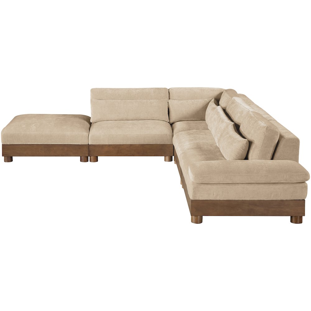 Turin 127.75" Beige Chenille Fabric Upholstered 5pc. Modular Sectional