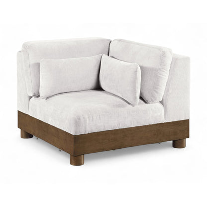 Turin Cream Chenille Fabric Upholstered Modular Corner Chair