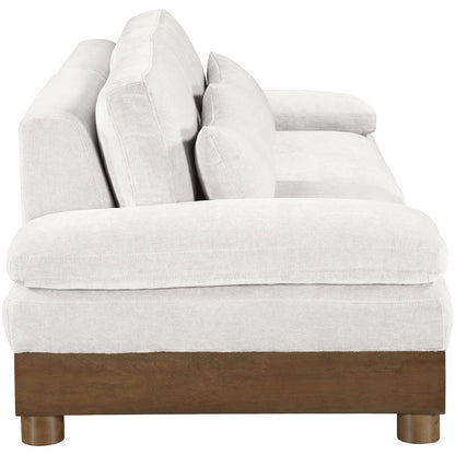 Turin 95.5" Cream Chenille Fabric Upholstered 2pc. Modular Loveseat