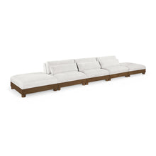 Turin 200" Cream Chenille Fabric Upholstered 5pc. Modular Sofa